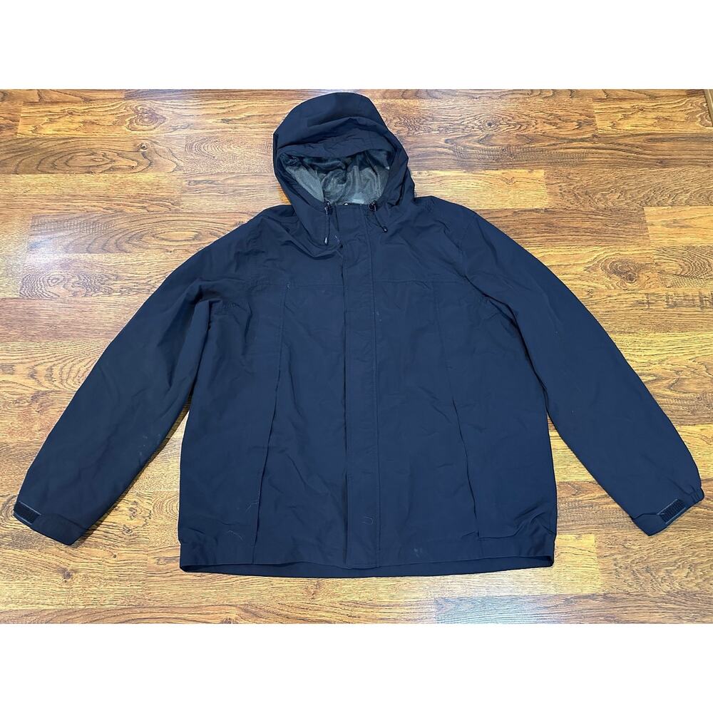 Land's End Squall Rain Jacket Men's Navy Size XL Waterproof Full Zip Lightweight